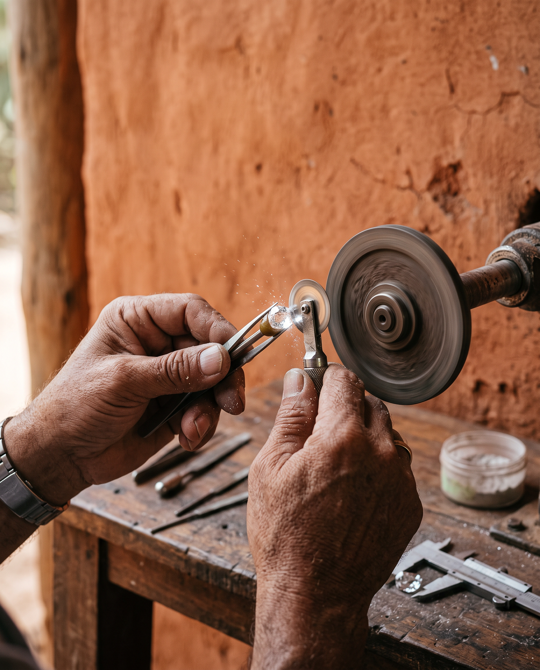 Expert artisan working carefully by hand